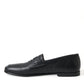 Elegant Black Embroidered Loafers