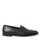 Elegant Black Embroidered Loafers