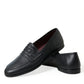 Elegant Black Embroidered Loafers