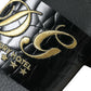 Elegant Black and Gold Leather Slides
