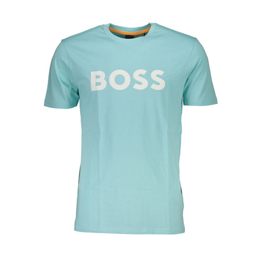 Light Blue Cotton Men T-Shirt