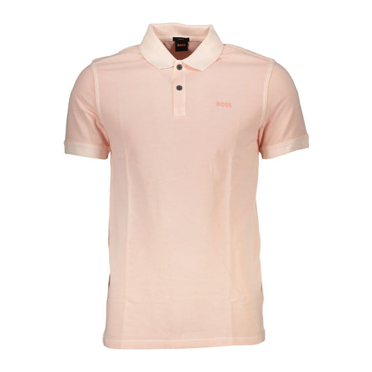 Pink Cotton Men Polo Shirt