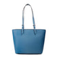 Jet Set Medium Teal Vegan Leather Double Pocket Tote Bag