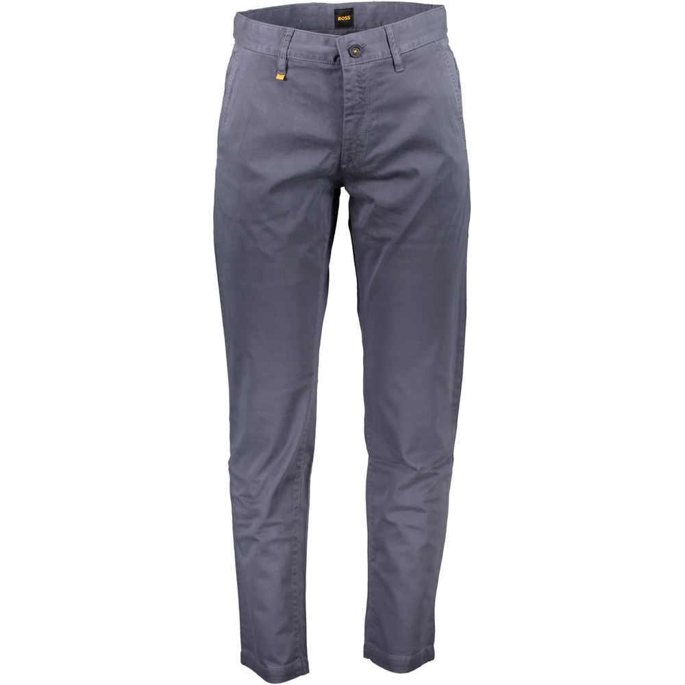 Blue Cotton Men Trouser