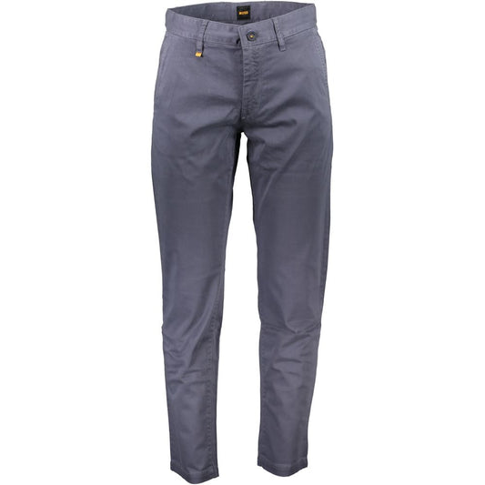 Blue Cotton Men Trouser