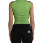 Elegant Silk Crew Neck Tank Top with Logo Patch