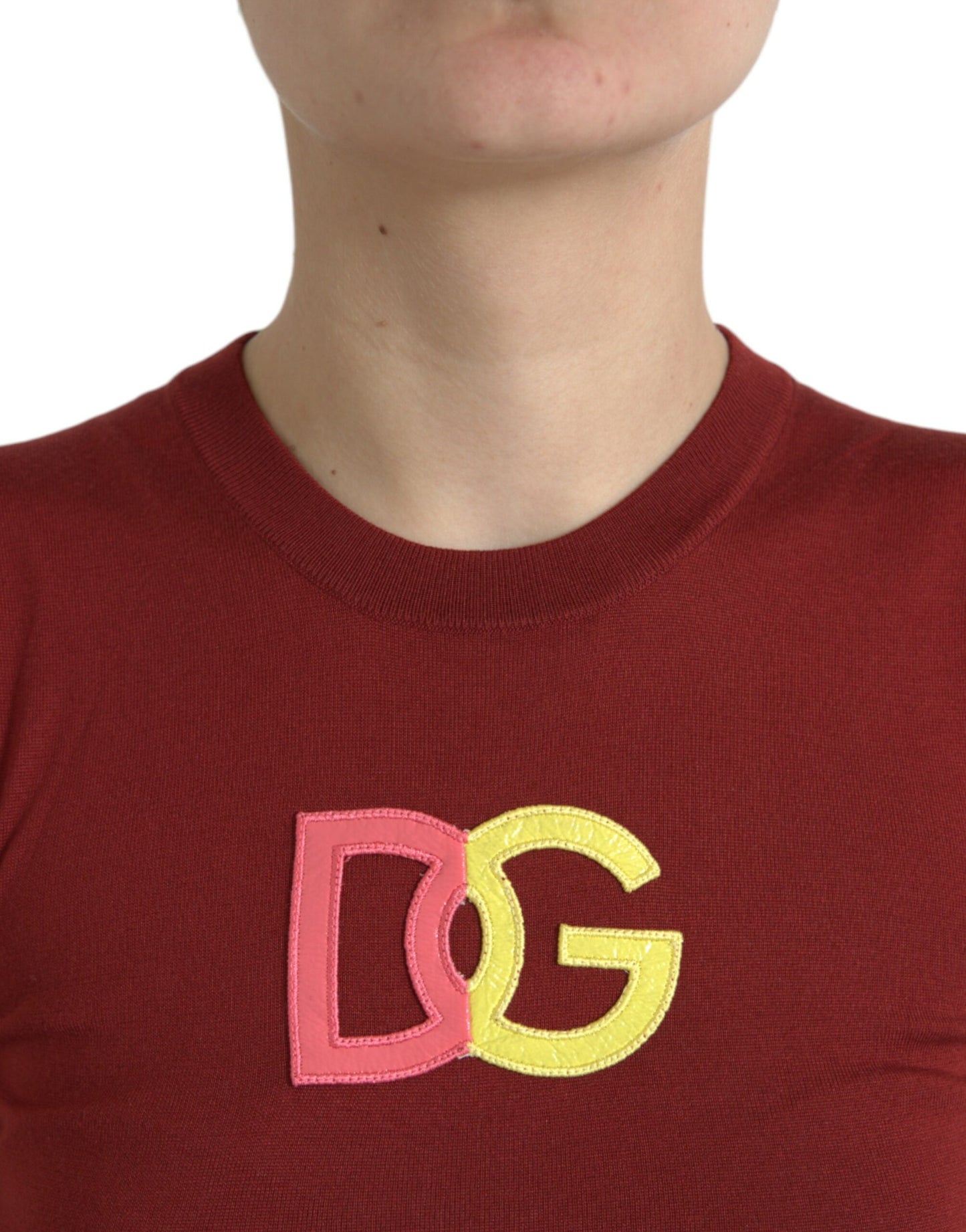 Elegant Silk Crew Neck Tank Top with Logo Patch