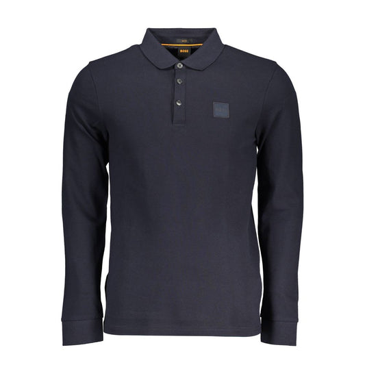 Blue Cotton Men Polo Shirt