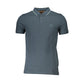 Blue Cotton Men Polo Shirt