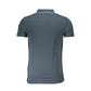 Blue Cotton Men Polo Shirt