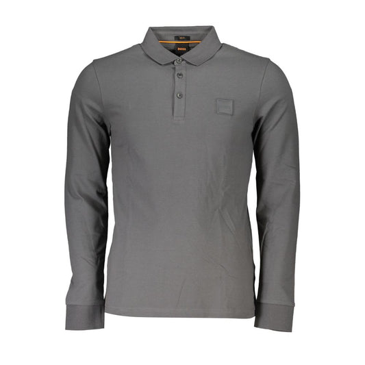 Gray Cotton Men Polo Shirt