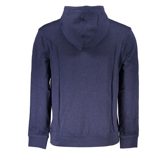 Blue Cotton Men Sweater with Hood