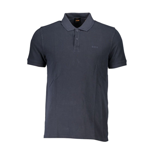 Blue Cotton Men Polo Shirt