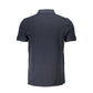 Blue Cotton Men Polo Shirt