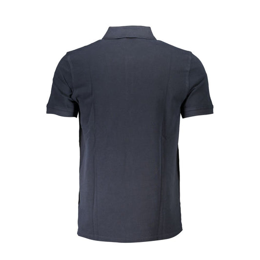 Blue Cotton Men Polo Shirt