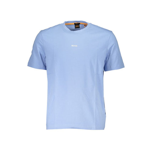 Light Blue Cotton Men T-Shirt