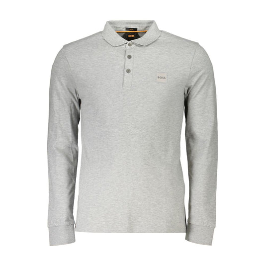 Gray Cotton Men Polo Shirt
