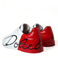 Elegant White and Red Calfskin Sneakers