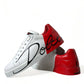 Elegant White and Red Calfskin Sneakers