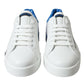 Elegant White and Blue Low-Top Sneakers