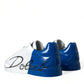 Elegant White and Blue Low-Top Sneakers