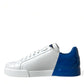 Elegant White and Blue Low-Top Sneakers