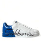 Elegant White and Blue Low-Top Sneakers