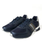 Elegant Blue Leather Low Top Sneakers