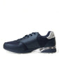 Elegant Blue Leather Low Top Sneakers