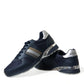 Elegant Blue Leather Low Top Sneakers