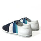 Elegant White and Blue Leather Sneakers