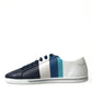 Elegant White and Blue Leather Sneakers