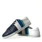 Elegant White and Blue Leather Sneakers