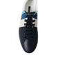 Elegant White and Blue Leather Sneakers