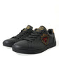 Elegant Black and Gold Leather Sneakers