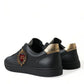 Elegant Black and Gold Leather Sneakers
