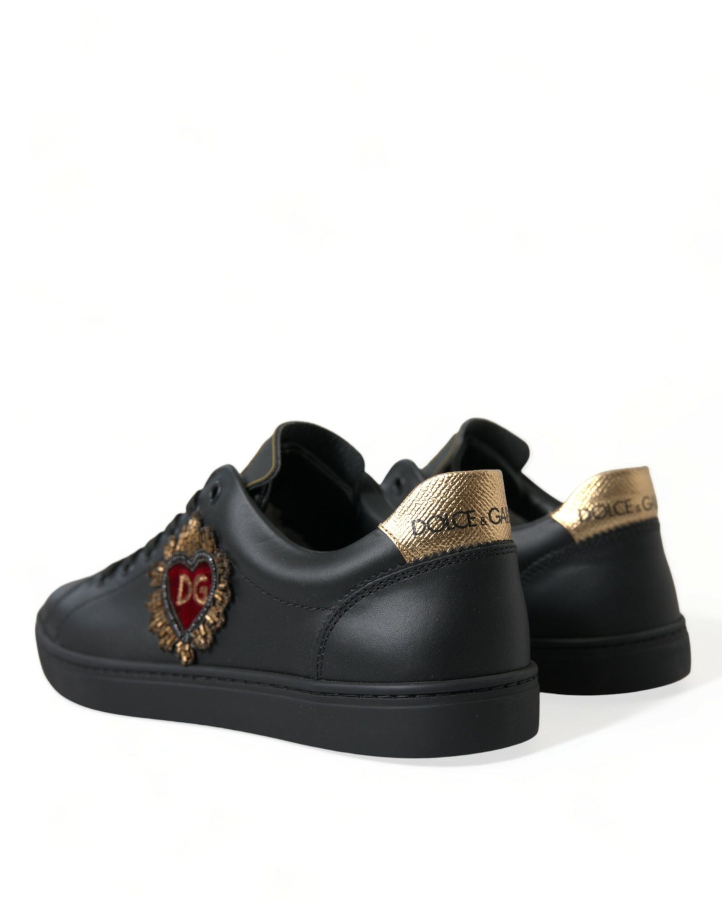 Elegant Black and Gold Leather Sneakers