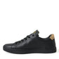 Elegant Black and Gold Leather Sneakers