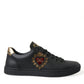Elegant Black and Gold Leather Sneakers