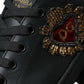 Elegant Black and Gold Leather Sneakers