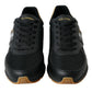 Elegant Low Top Leather Trainers - Black & Gold