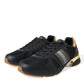 Elegant Low Top Leather Trainers - Black & Gold