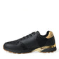Elegant Low Top Leather Trainers - Black & Gold