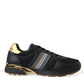 Elegant Low Top Leather Trainers - Black & Gold