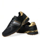 Elegant Low Top Leather Trainers - Black & Gold
