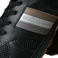 Elegant Low Top Leather Trainers - Black & Gold