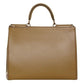 Elegant Calfskin Leather Shopper with Gold Accents