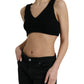 Elegant Black Cashmere Bustier Crop Top