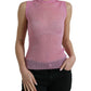 Elegant Pink Crew Neck Tank Top