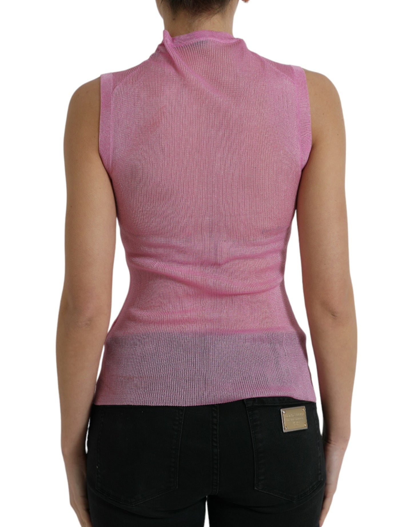 Elegant Pink Crew Neck Tank Top
